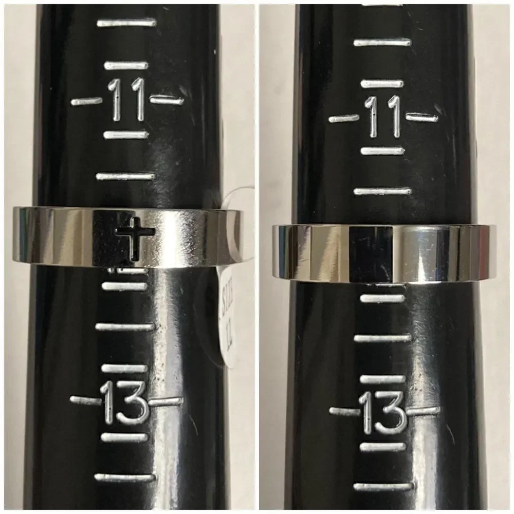 Unisex Stainless Steel Black Easter Cross Ring